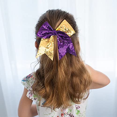 Oooleer 12pcs 7 Lantejão de lantejoulas Cheer - grandes arcos de cabelo brilhante para meninas - Concorrência Líder