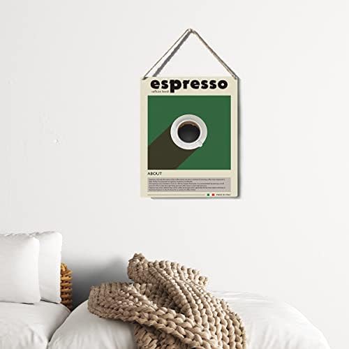 Decoração engraçada de cozinha decoração de café expresso retro placa de madeira pendurar parede minimalista Poster obra de 8 ”x10” Decoração de cozinha doméstica moderna