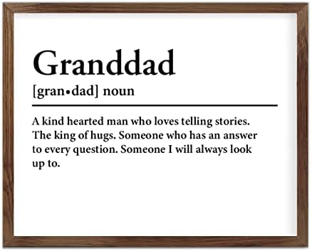 Sinal de madeira da definição do avô, dicionário de avô, placa de madeira emoldurada, vocabulário de madeira com moldura, dicionário