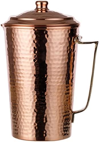 Copperbull Bitageiro pesado 1mm Moldura sólida de água de cobre Moscou que serve jarro com tampa, 2,2 litros