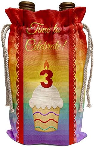 3drose Beverly Turner Aniversário Convite Design - Cupcake, Velas de Número, Time, Celebre Convite de 3 anos - Bolsa de