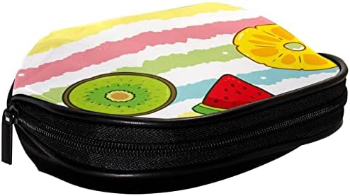 Saco de maquiagem pequeno, organizador cosmético de bolsa com zíper para mulheres e meninas, frutas de desenho animado