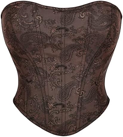 Espartilho wpoumv para mulheres steampunk gótico jacquard lace up bustiers aço desossado na cintura de bosque corpete