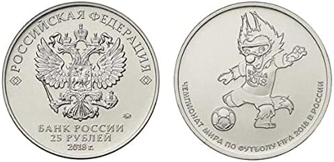 Coleção de moedas Comemorativa Moeda de moeda Rússia 2018 25 rublo futebol Copa do mundo Terceiro grupo Mascote Comemorativo