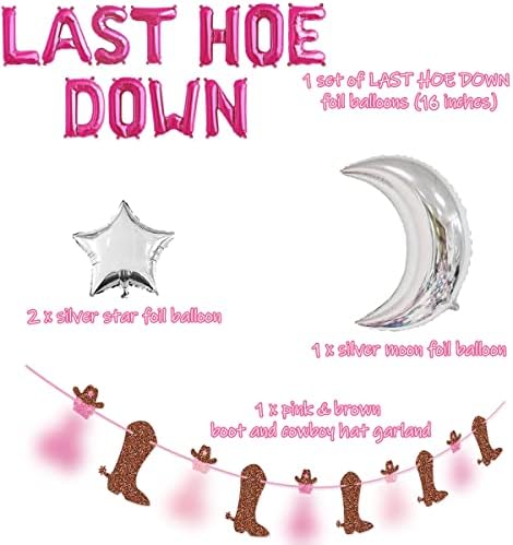 73 pacotes Last Hoedown Western Cowgirl Bachelorette Party Kit com Banner Last Hoedown, Arco de guirlanda de balão rosa e prata,