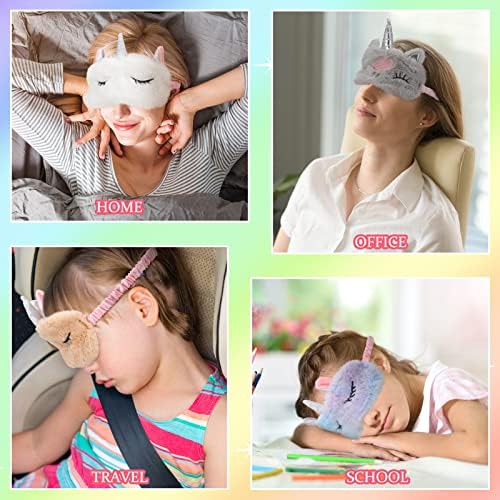 NewCotte 12 PCs Unicorn Sleep Mask Rainbow Unicorn Plush Eye Capas Máscara de olho macio para dormir Máscara de dormir engraçada
