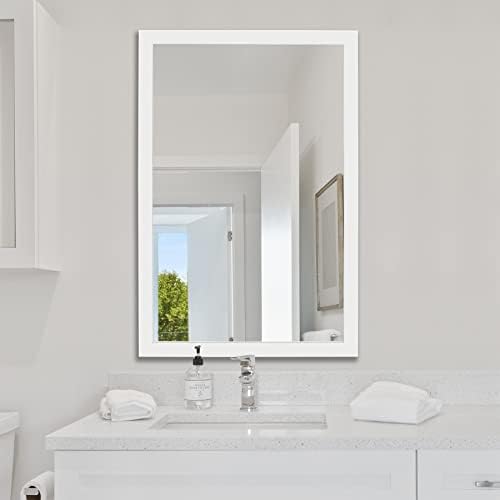 Espelho de parede retangular Ruomeng 24 x 36 para banheiro, quarto, entrada, sala de estar, branco