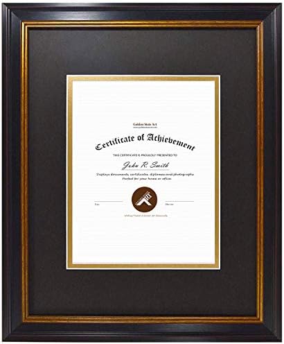 Golden State Art, moldura de 11x14 para 7x9 Fotos Diploma/Certificado, moldura de parede, ouro preto e cor da Borgonha, inclui
