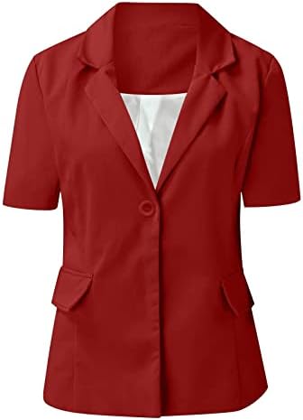 Womens Casual Blazer de manga curta de lapela aberta front work office office office botão sólido cartigã blazers