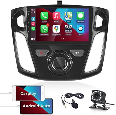 Unidadepsci Android Car Séreo para Ford Focus 2012 2013 2014 2015 2017 2017 Wireless CarPlay Android Auto Car Radio 9 ”Tela de