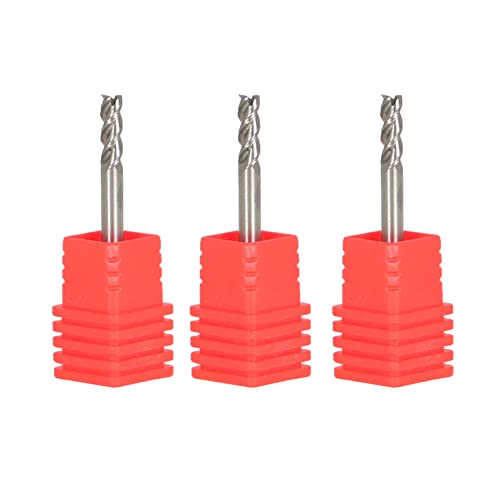 Kimllier 3pcs 1/8 polegada 3 flauta helix carboneto quadrado final moinho de 45 graus ângulo de hélice FIXO PARA