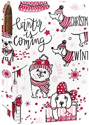 Bolsa de batom de padrão de cão de Natal com espelho para mulheres de maquiagem Bolsa Bridesmaid Presente