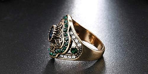 BANRIRACHA Vintage Wedding Rings for Women Antique Gold Color Inclaid Green Crystal Fashion Party Gift