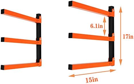 Wallmaster Lumber Storage Metal Rack, Organizador de madeira Mount Mount Wood Rack Organizador de 3 níveis Sistema de armazenamento