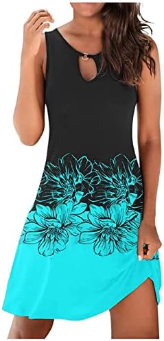 Trebin Vestres for Women Casual Summer Floral Tank Tank Dress sem mangas Holo