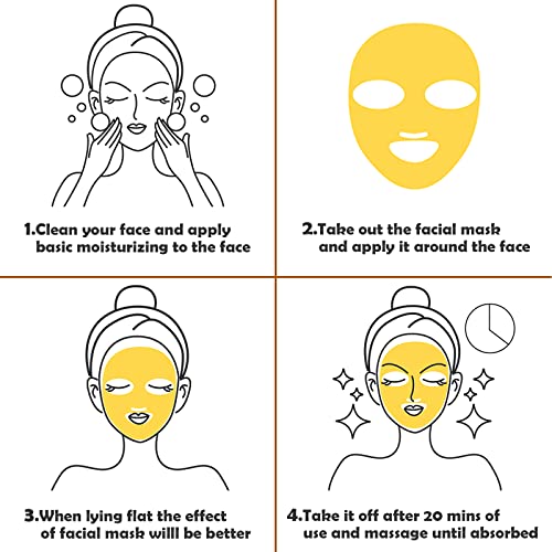 Máscaras faciais de colágeno em gel de cristal de cristal de ouro de 6 pcs 24k, máscaras faciais hidratantes profundas para máscaras