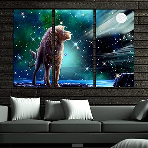 Arte da parede para sala de estar, pintura a óleo na tela grande emoldurada galáxia estrelas obras de arte para decoração de quarto de casa 24 x48