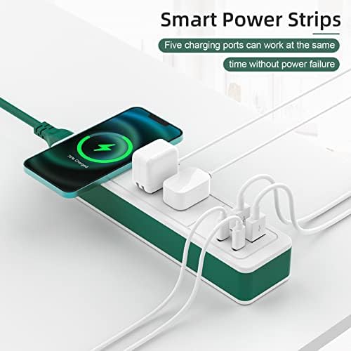 Sharoher Power Strip com carregamento sem fio rápido de 10W, 2 pontos de venda, 2 portas USB, portas de carregamento de 2 rápidas