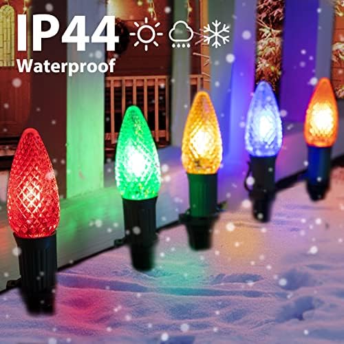 C9 Luzes de caminho de Natal ao ar livre, 25,7 pés 20 LEDs C9 Luzes de passarela de morango com estacas marcadoras,