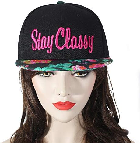 Zlyc unissex ajustável tampa de beisebol palavras bordadas flat bill snapback chapéu