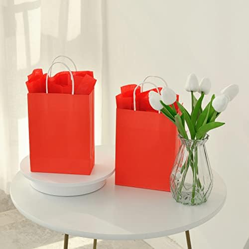 Suncolor 24 Pack Red Party Favor Bacs Goodie Bags para festa do dia dos namorados com papel e papel de lenço de papel