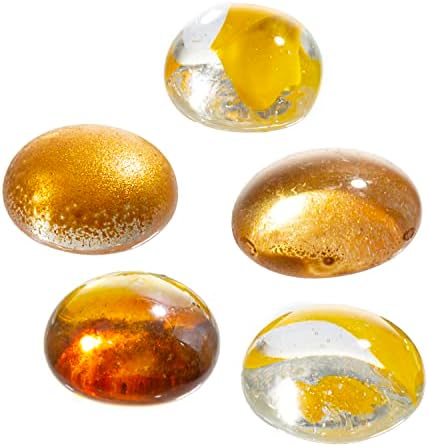 Filler de vaso de mármore de vidro plano - 42 onças de ouro misto, amarelo e vidro transparente Gems - rochas de vidro de cor decorativas para peças centrais e arranjos florais