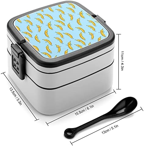 Funnamente Banana Double Cayer Bento Box Box Recipiente de refeição para trabalho Offce Picnic