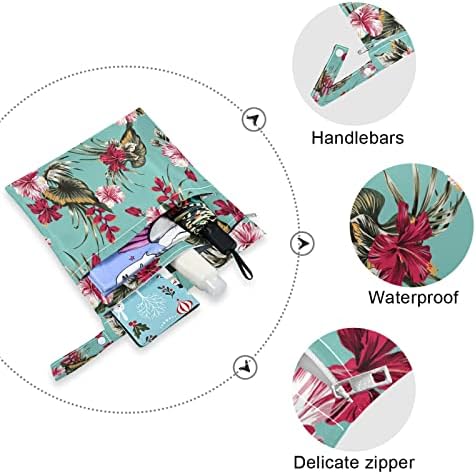 Zzxxb hibiscus palmeira floral árvore à prova d'água bolsa molhada fralda reutilizável bolsa molhada com bolso com zíper para viagens