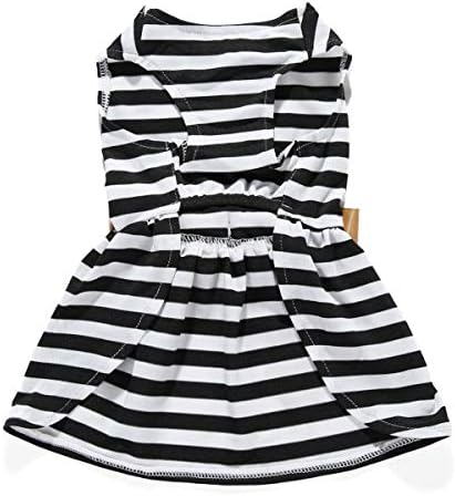 Vestidos de cachorro LKEX Camisa de menina Pet Black and White Stripe Princesa Doggie Salia Festa de Aniversário