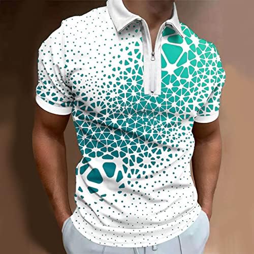 FVOWOH Polo T camisetas para homens camisas de manga curta Tops Digital 3D Postter Poster Holiday Praia Lappel Zipper