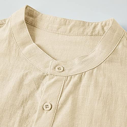 UBST Mens Linen Cotton Henley Camisa casual v pesco