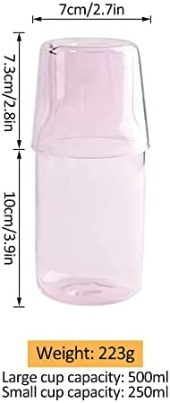Nfnsig a água de cabeceira com copo com tumbler 17oz arremessador de cabeceira de cabeceira de vidro transparente e copo garrafa de enxagueira de vidro arremessadora de suco transparente para cozinha, quarto ou banheiro