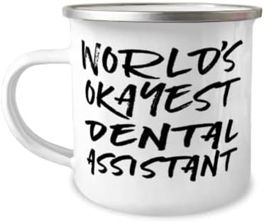 Assistente Okest Dental do mundo - 12 onças exclusiva engraçada de aço inoxidável Camper caneca para assistente dental