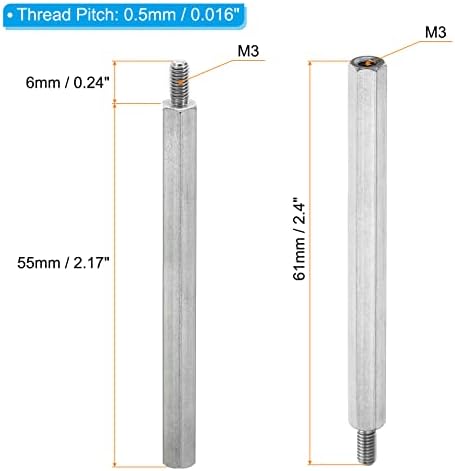 Patikil M3x50mm+6mm de stand-feminino de homem-feminino, 10 pacote de aço inoxidável PCB parafusos para placas-mãe,