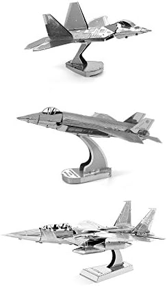 Metal Earth 3D Model Kits Conjunto de 3: F-22 Raptor-F-35 Lightning II-F-15 Eagle