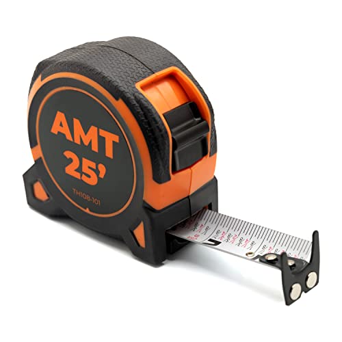 American Mutt Tools Fita magnética Medida de 25 pés - fita de fita de leitura fácil fita adesiva de nylon de nylon de dupla fita