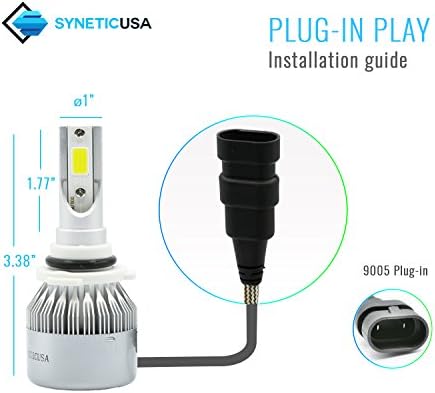 Syticusa 9005 LED Kit de conversão de farol de feixe alto lâmpadas 100w 10000lm 6000k branco