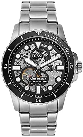 Fossil Men's FB-01 Automarne sem aço inoxidável Relógio de três mãos, cor: prata/preto