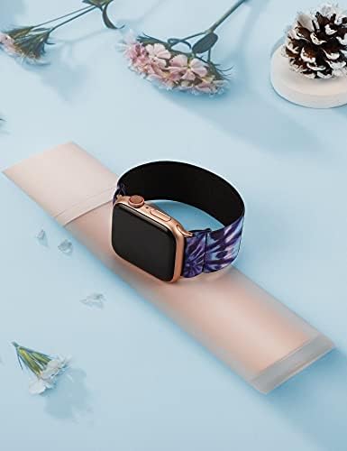 Toyouths Elastic Band Compatível com Apple Watch Band Scrunchies LOOP SOLO DE ESTUCHO 41mm/40mm/38mm de pulseira de tira de nylon macia para a série Iwatch série 8/7/se/6/5/4/3/3/1 1, corante de amarração, xs