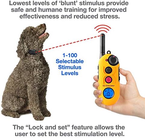 Educador EZ 1/2 Mile Treinamento de cães colar com remoto ergonômico, estimulação de vibração humana segura, tom pavloviano,