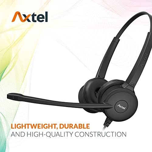 Axtel Professional Headset Pingred Prime Duo com cabo AXC-03 | Cancelamento de ruído - compatível com telefones IP da série T2, T5, T5