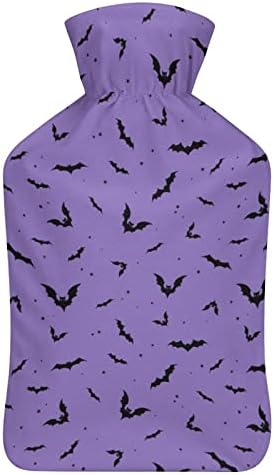 Halloween Black Bats Garrafa de água quente 1000 ml fofo bolsa de injeção de água macia que quente para os pés de mão quente