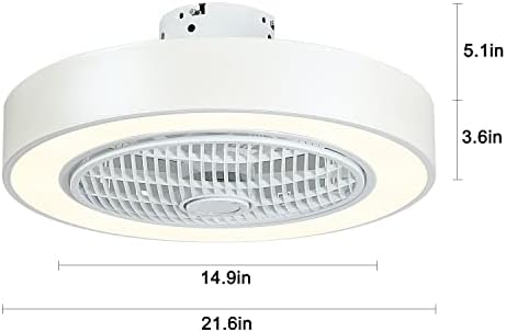 Ventiladores de teto dikaida com luzes remotas de luzes LED, 21.6 em ventiladores de teto de montagem de descarga de baixo