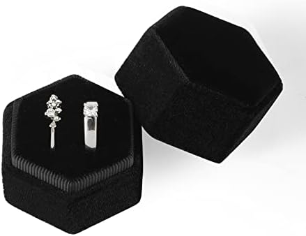 Caixa de anel de veludo Kinbom 1pc para presentes de jóias, caixa de anel hexadecimal de canela dupla para noivado da proposta