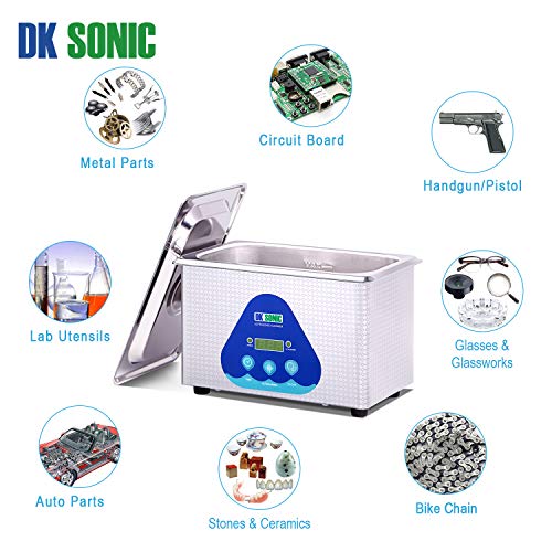 DK Sonic 42khz Sonic Cleaner com timer digital e cesta para jóias, anel, óculos, prótese, banda de vigia, moedas, pequenas