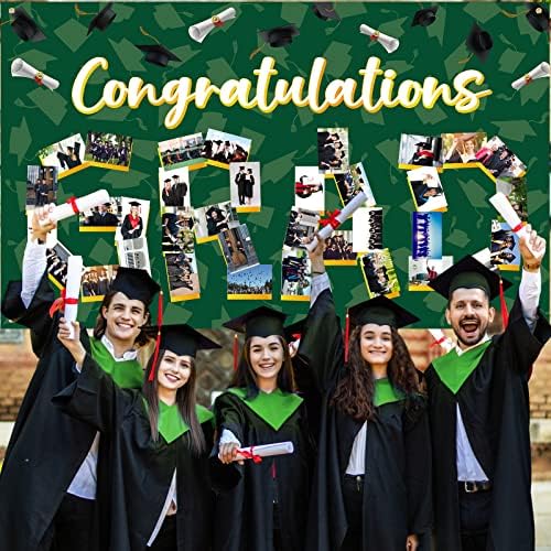 Banner de fotos de graduação de Newwiee 73 x 44 polegadas Banner personalizado Parabéns a turma de decoração de graduação de 2023 pós