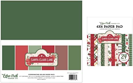Pacote de coleção de papel do parque eco: Santa Claus Lane 12 ”x 12” Pacote de papel sólido + Santa Claus Lane 6 ”x