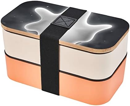 Caixa de bento de almoço de fantasma preto e de Halloween com alça ajustável atualizada, recipiente de alimentos à prova de vazamento