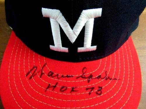 Warren Spahn Milwaukee Braves Hof assinado AUTO VTG AMERICANO AMENCELHE CAP HAT JSA - CHAPOS AUTOPATIVOS