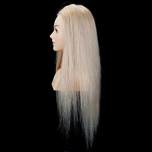 Jiayi fêmea de cabeça de cabelo com cabelo com ombros 24-26 polegadas de cabelo de cabelo de cabelo de cabelo real estilo de boneca para cabelos de cosmetologia Barber